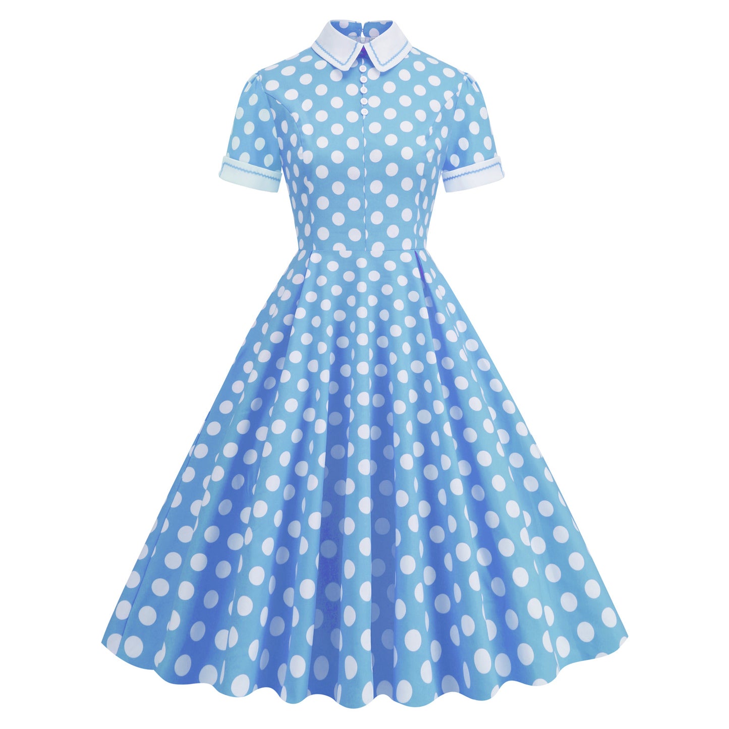 Women Vintage Green Polka Dots Dress With Pockets Rockabilly Cocktail Party 1950s 40s Swing Dress Casual Dress Short Sleeves