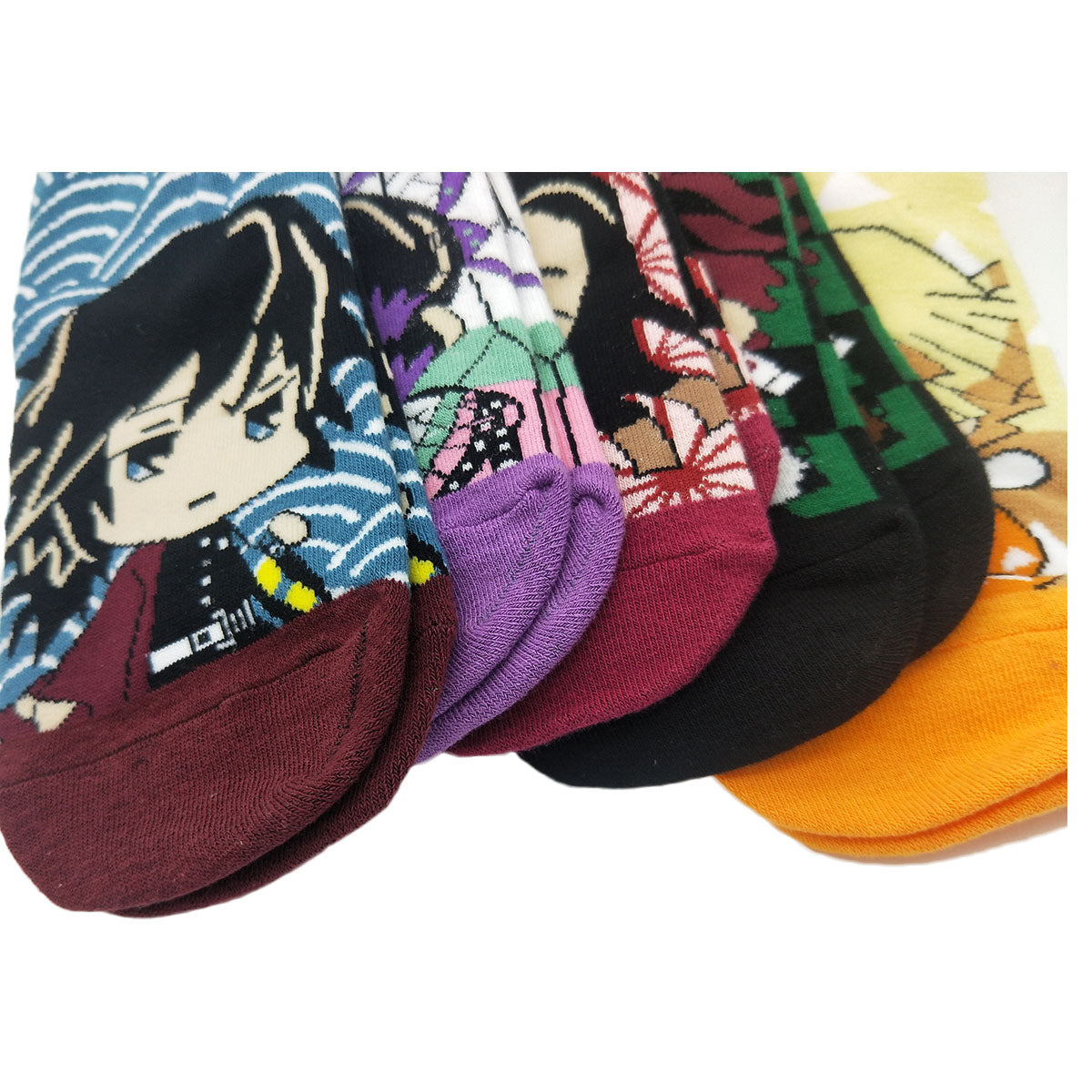 Anime Demon Slayer High Socks Casual Socks Winter Warm Cotton 5 Pairs Nezoku Tanjirou Shinobu Zenitsu