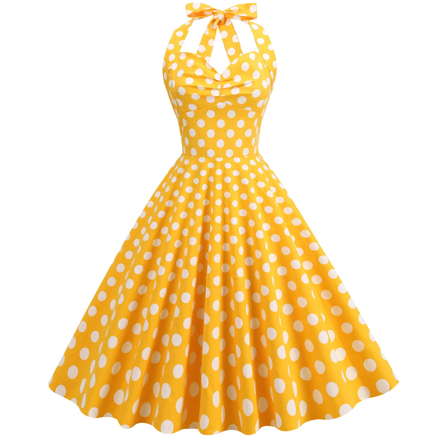 Women Vintage Halterneck Dress Retro Rockabilly Polka Dot Cocktail Party 1950s 40S Swing Dress Summer Dress Casual Dress