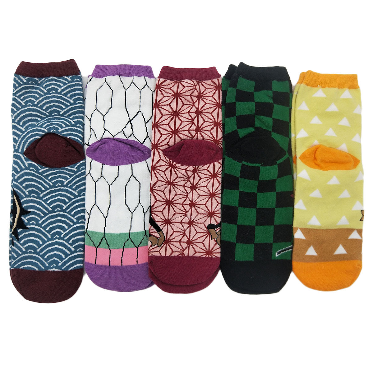 Anime Demon Slayer High Socks Casual Socks Winter Warm Cotton 5 Pairs Nezoku Tanjirou Shinobu Zenitsu