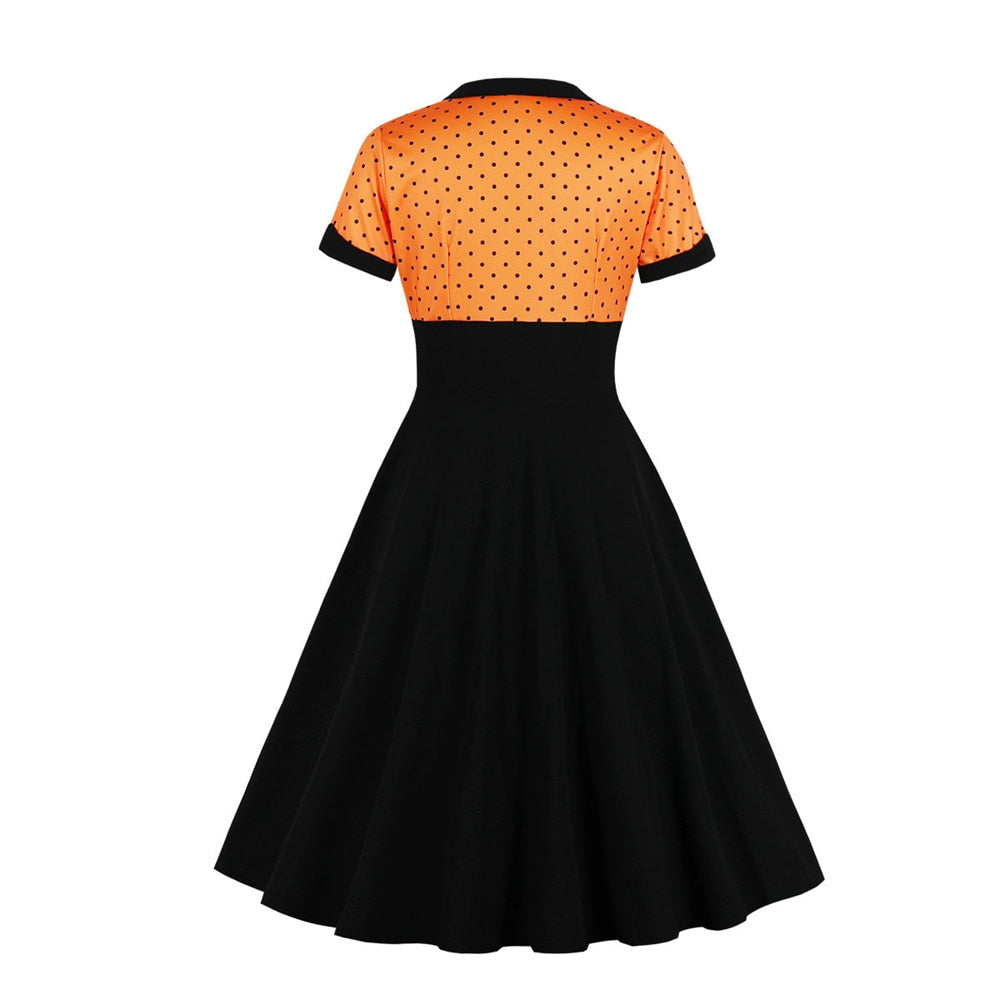 Women Vintage Dress Square Collar Retro Rockabilly Cocktail Party 1950s 40s Swing Dress Summer Dress