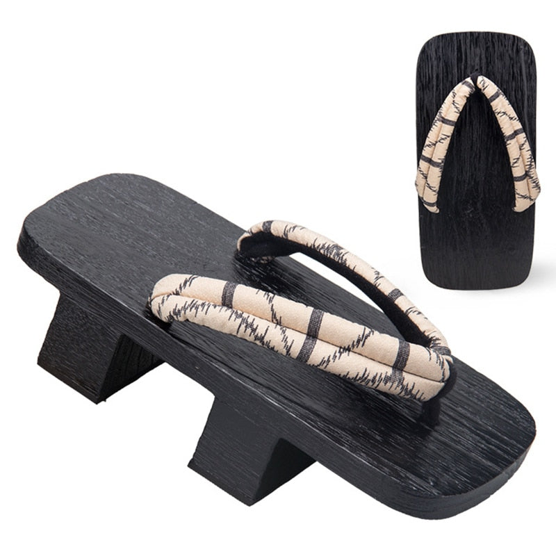 MeetLife Men Japanese Geta Clogs Traditional Samurai Dragon Wooden Flip Flops Two-Teeth Toe Shoes Oriental Sandals Slippers