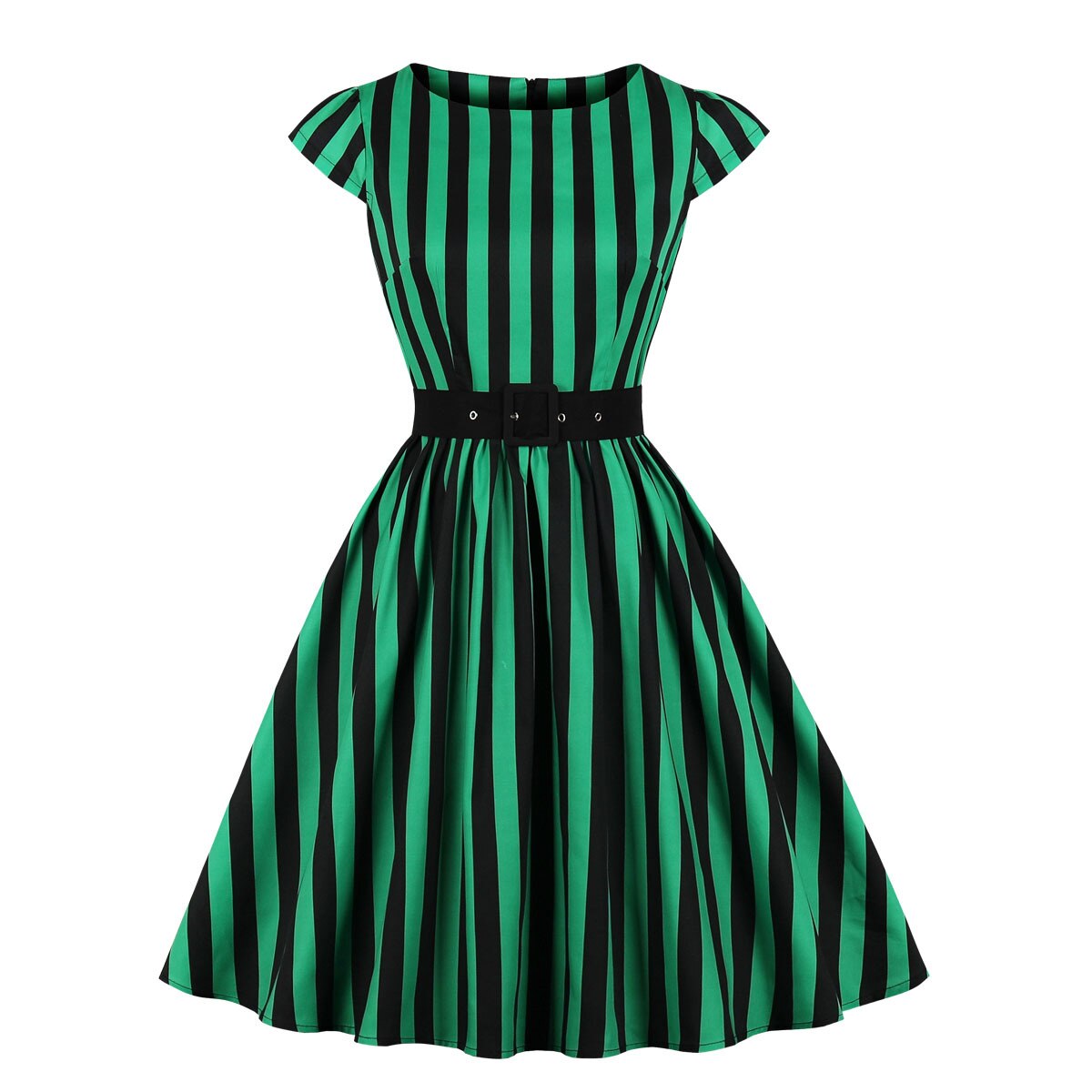 Women Vintage Striped Dress Retro Rockabilly 2023 Round Neck Cocktail Party 1950s 40s Swing Dress Summer Dress Sleeveless