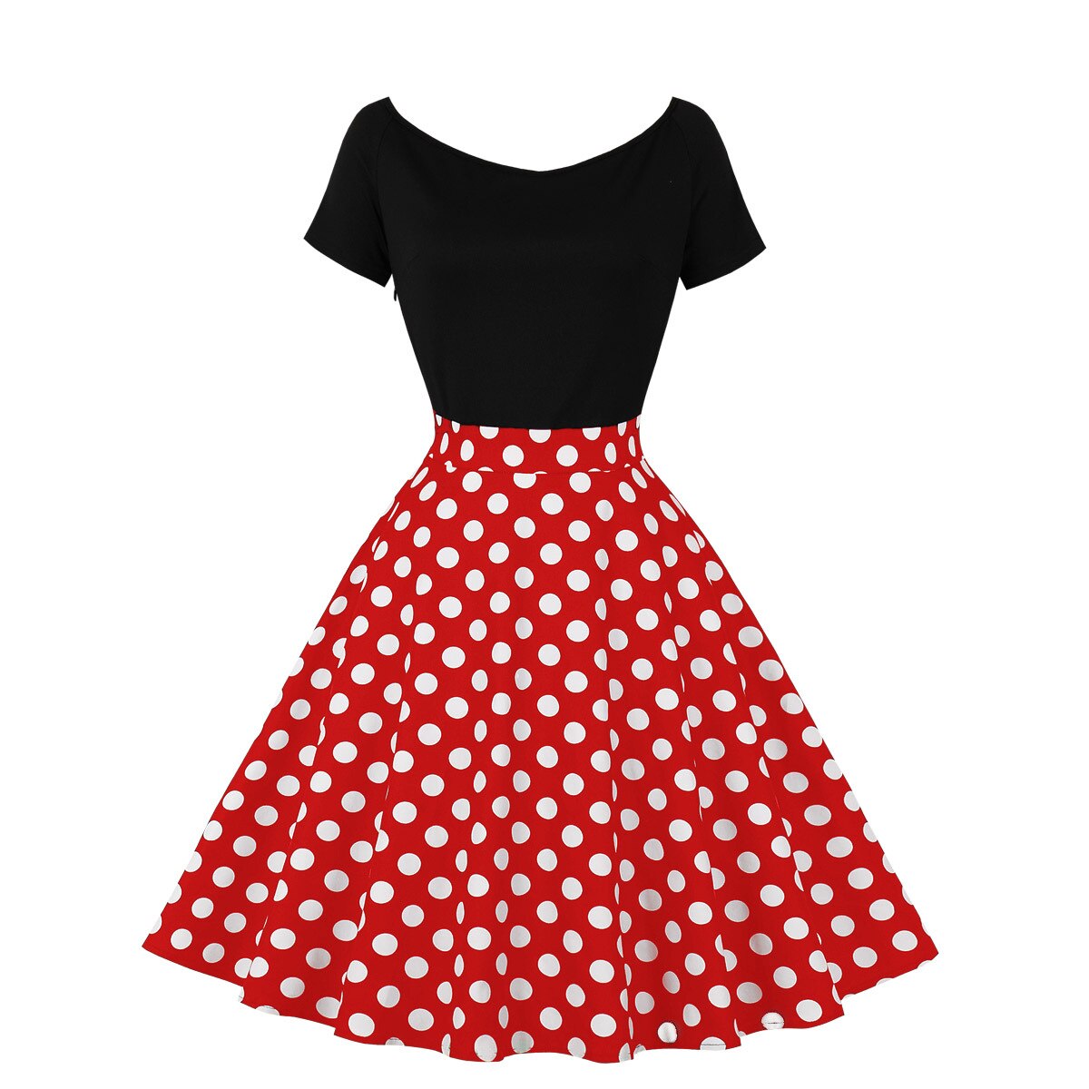 Women Vintage Polka Dot Dress Retro Rockabilly 2023 Elegant Cocktail Party 1950s 40s Swing Dress Summer Dress Raglan Sleeves