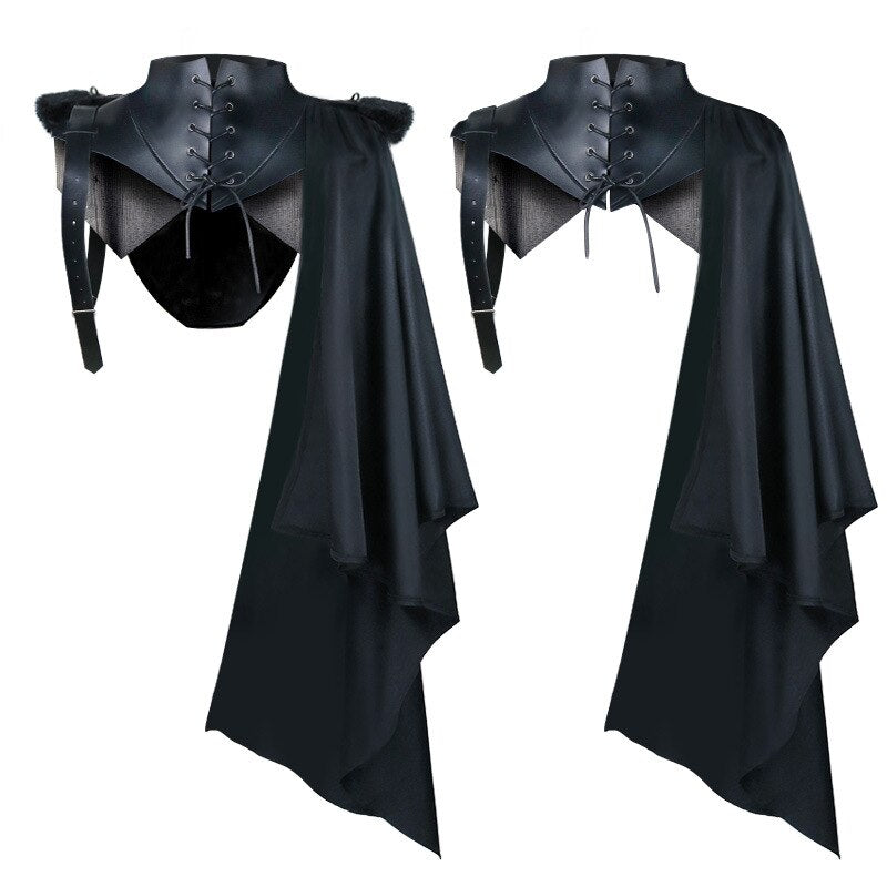 Men Gothic Steampunk Shawl Victorian Medieval Viking Cloak Costume Halloween Vintage Renaissance Shawl