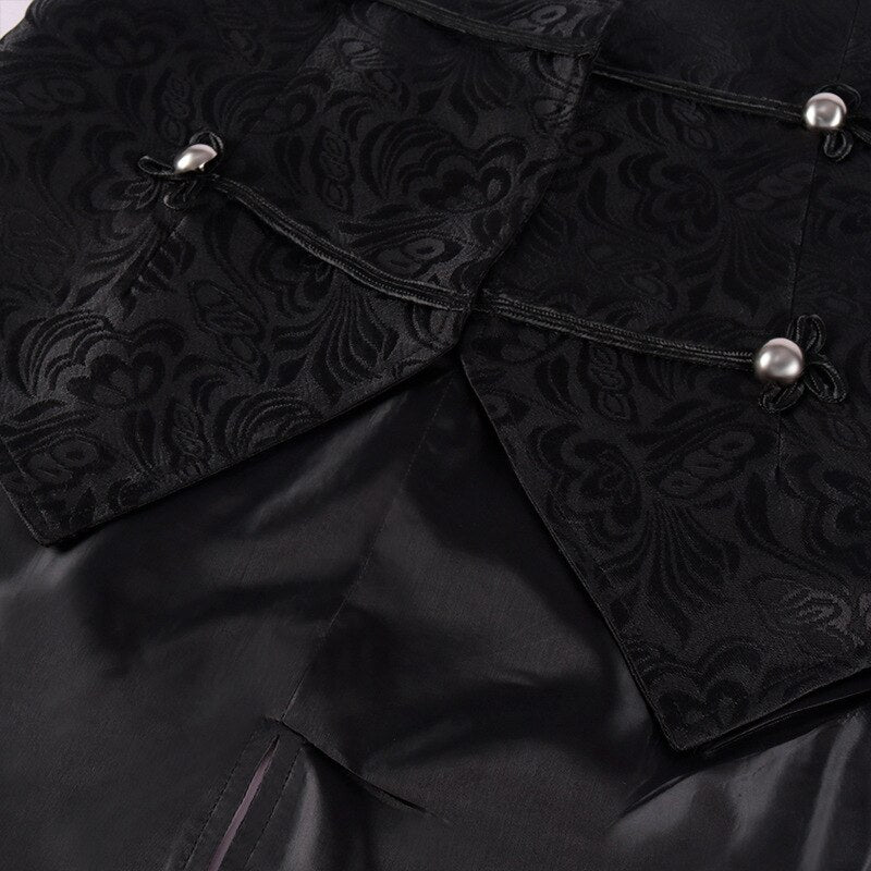 Men Gothic Steampunk Tailcoat Double Breasted Jacquard Brocade Vest Waistcoat Sleeveless Victorian Vintage Costume V-Neck