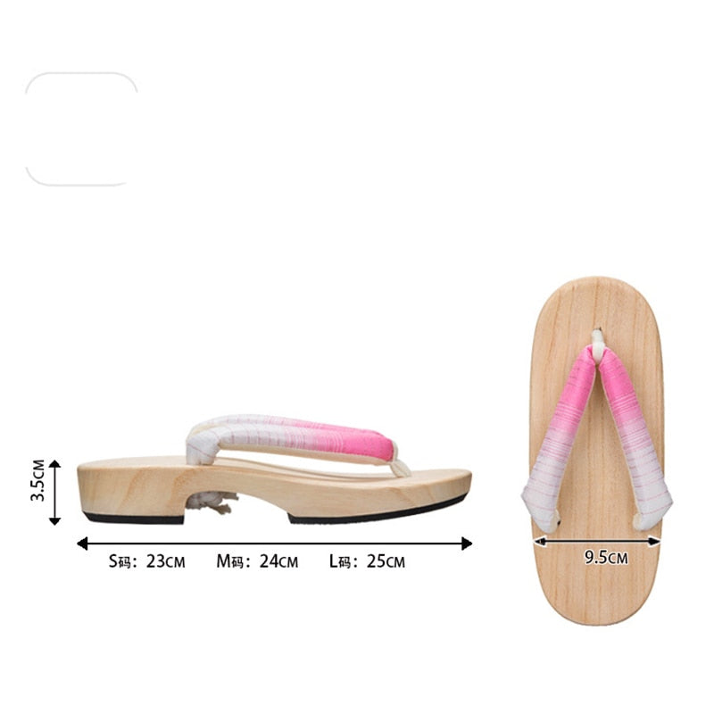 Women Japanese Geta Clogs Traditional Samurai Candy Yukata Crude Wooden Flip Flops Toe Shoes Demon Slayer Shoes Oriental Sandals Slippers