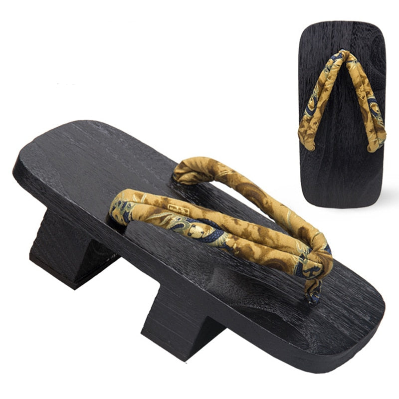 MeetLife Men Japanese Geta Clogs Traditional Samurai Dragon Wooden Flip Flops Two-Teeth Toe Shoes Oriental Sandals Slippers