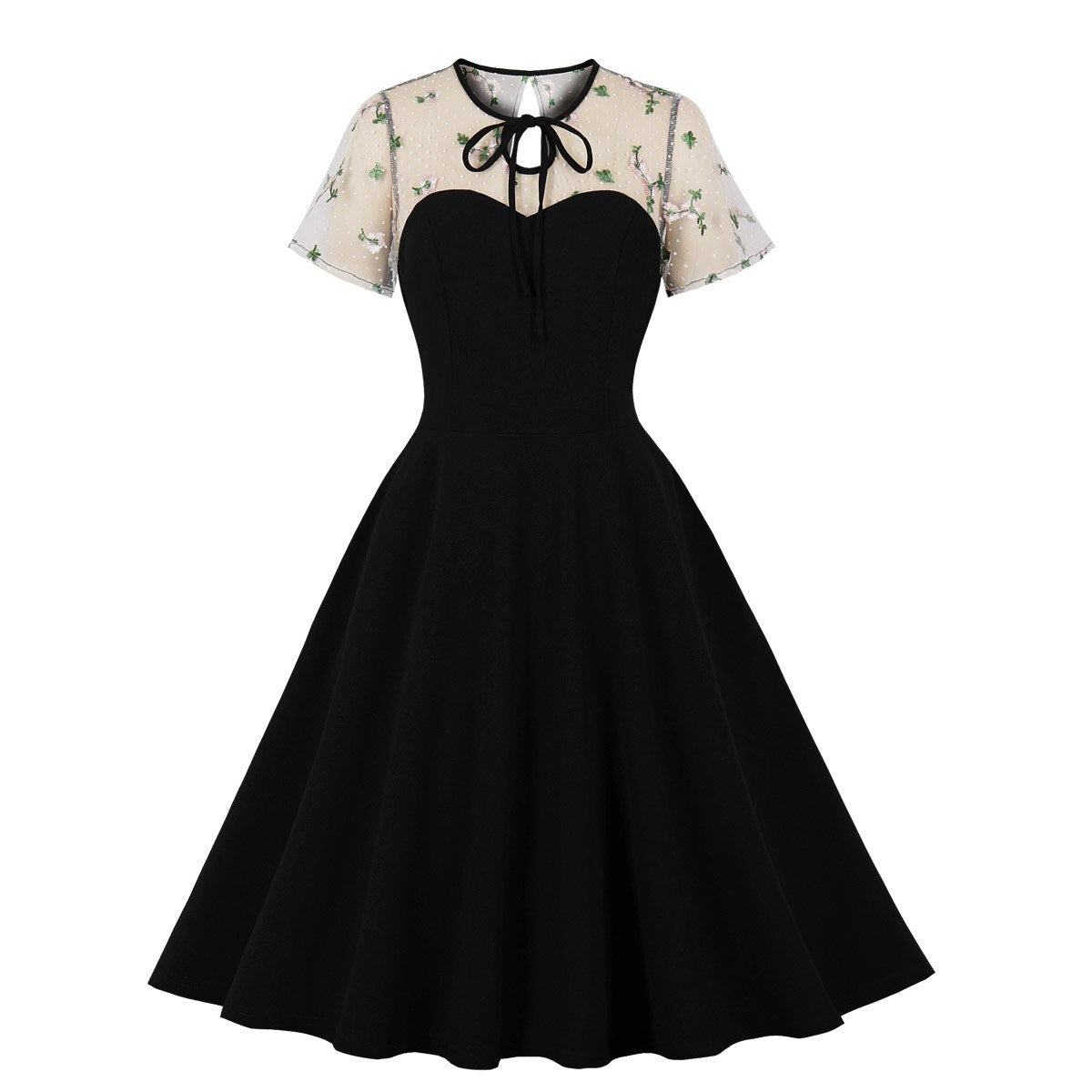 Women Vintage Dress With Pocket Lace Elegant Dress Rockabilly Cocktail Party 1950s 40s Swing Dress Spring Autumn Dress