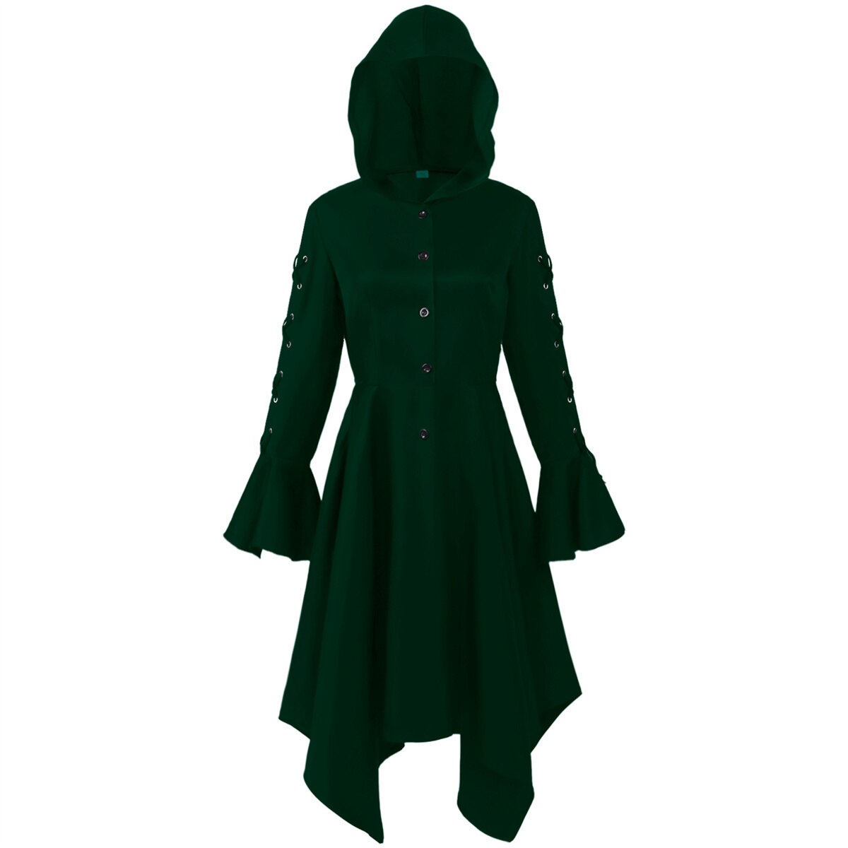 Women Hooded Cloak Dress for Women Plus Size Steampunk Gothic Long Sleeve Halloween Medieval Hoodie Dresses