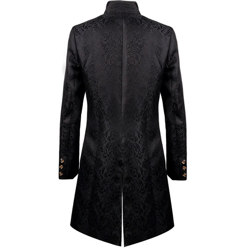 Men Gothic Steampunk Renaissance Jacket Victorian Frock Coat Double Breasted Jacquard Brocade Waistcoat Vintage Costume