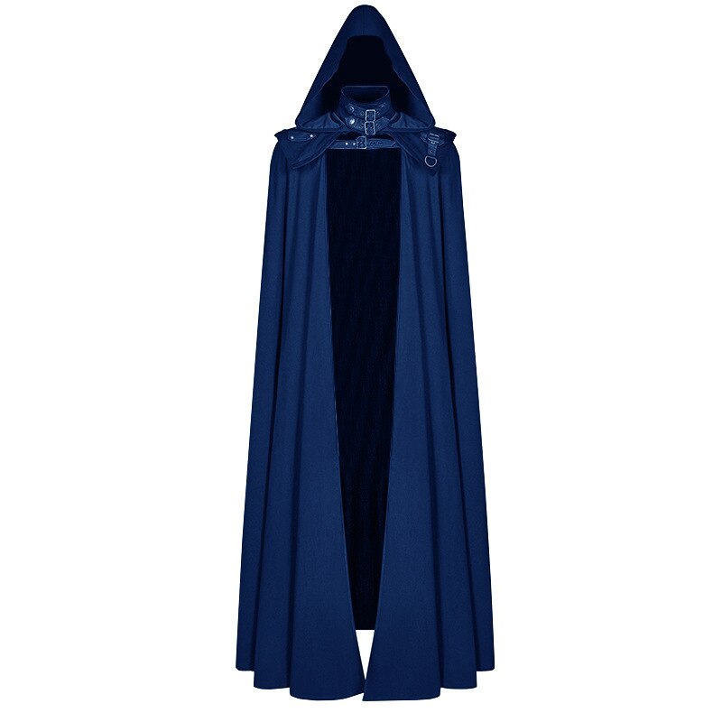 Men Gothic Steampunk Hooded Robe Cloak Tunic Knight Cosplay Costume Wizard Vampire Robe Cloak Cape Monk Fancy Halloween