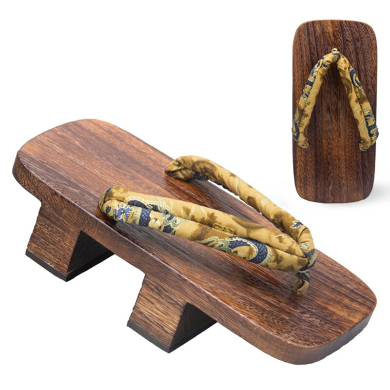 Men Japanese Geta Clogs Traditional Samurai Dragon Kimono Wooden Flip Flops Two-Teeth Toe Shoes Oriental Sandals Slippers