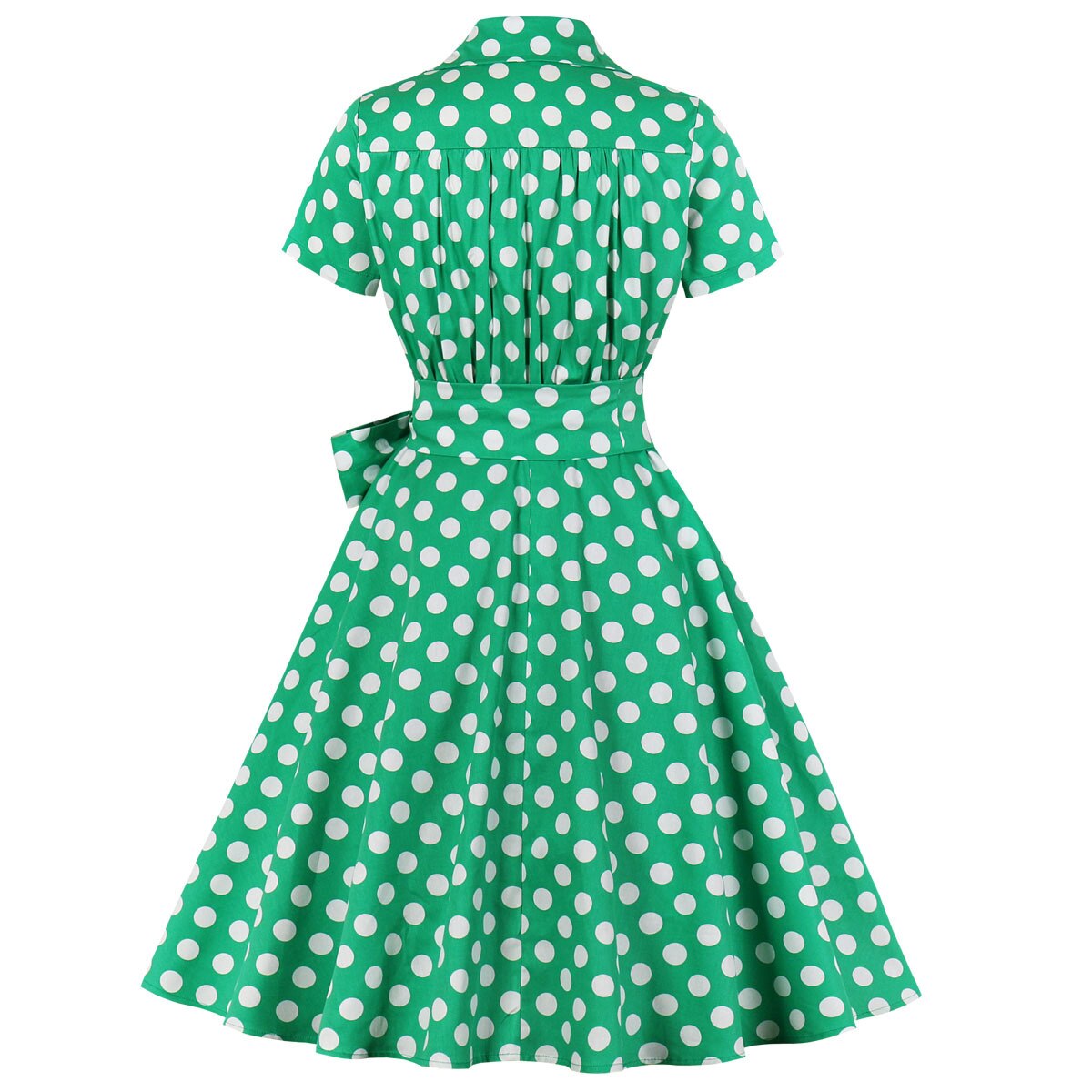 Women Vintage Polka Dots Dress With Belt Retro Rockabilly Cocktail Party 1950s 40s Swing Dress 2023 Casual Dress Short Sleeves