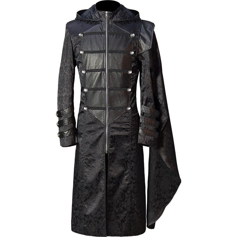 Men Gothic Steampunk Trench Coat Victorian Medieval Renaissance Viking Coat Halloween Vintage Zipper Jacket Costume