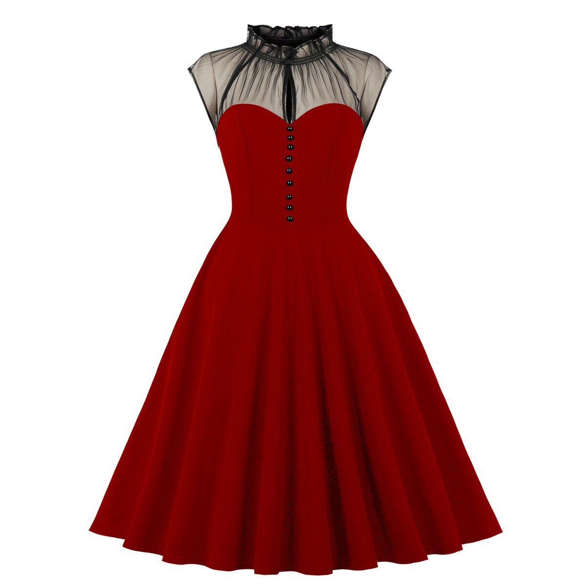 Women Vintage Dress Retro Rockabilly 2023 Elegant Cocktail Party 1950s 40s Swing Dress Summer Halloween Dress Short Sleeves