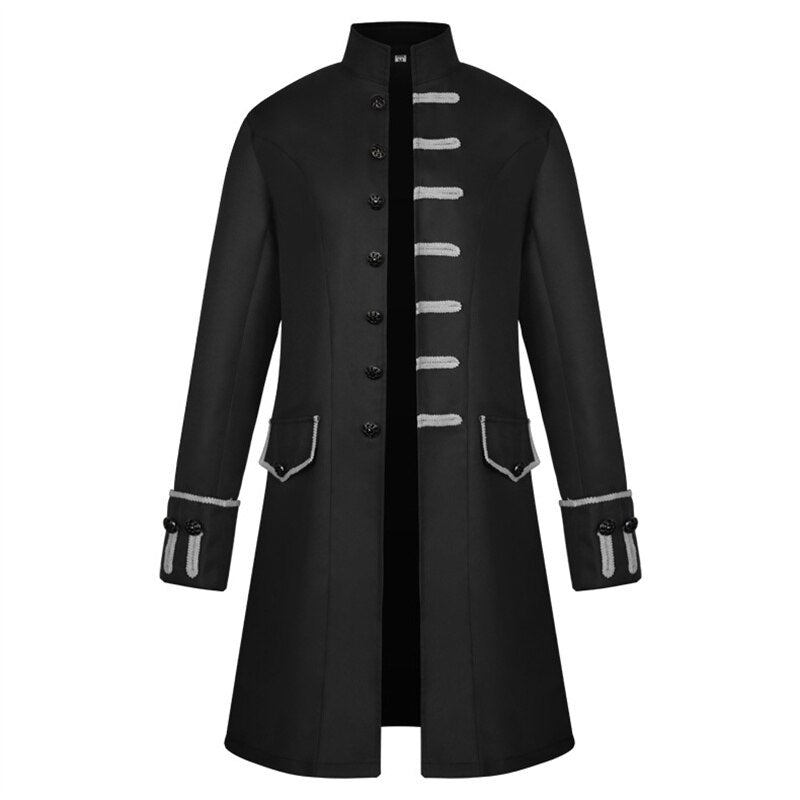 Men Medieval Renaissance Tailcoat Halloween Costumes Gothic Steampunk Pirate Vampire Victorian Warlock Jacket Frock Coat