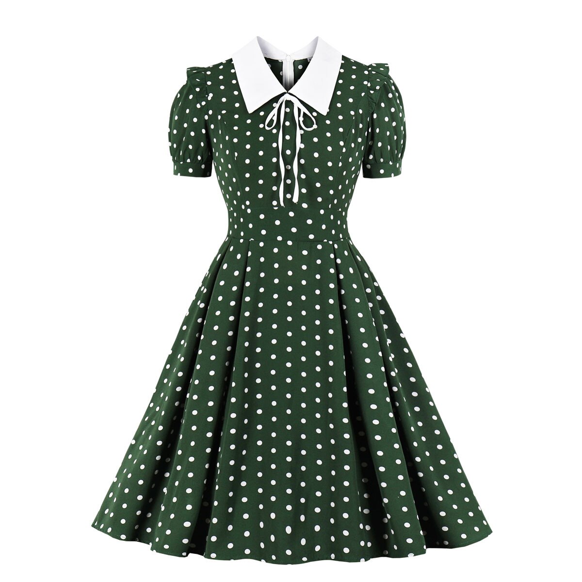 Women Vintage Polka Dot Dress Retro Rockabilly 2022 Cocktail Party 1950s 40s Swing Dress Summer Dress Short Sleeves