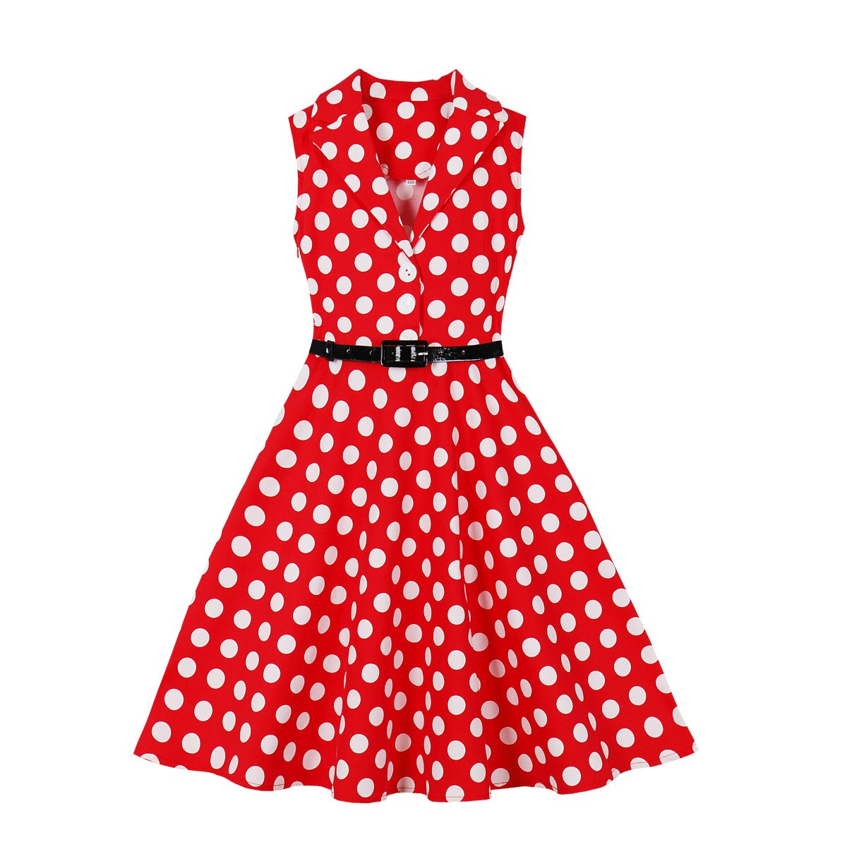 Kids Girls Vintage Dress With Belt V-Neck Polka Dots Rockabilly Cocktail Party 1950s 40s Swing Dress Summer Dress