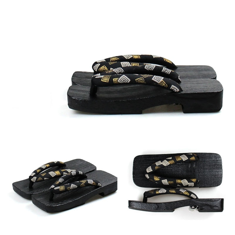 Meetlife Men Japanese Geta Clogs Traditional Samurai Yukata Wooden Flip Flops Toe Shoes Flat Heel Oriental Sandals Slippers