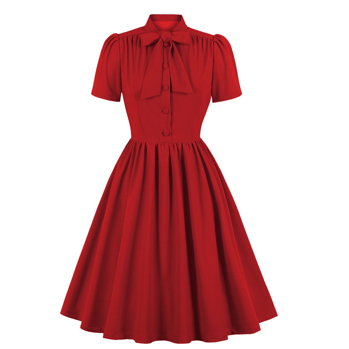 Women Vintage Ruffled Dress Retro Rockabilly 2023 Elegant Cocktail Party 1950s 40s Swing Dress Summer Dress Short Sleeves