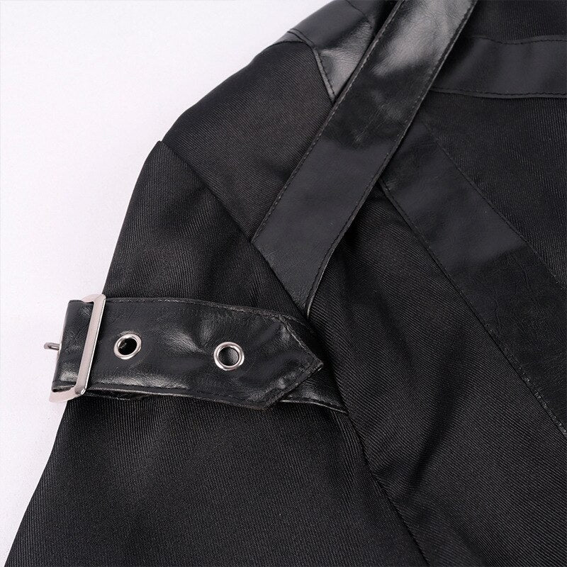 Men Steampunk Trench Coat Victorian Gothic Slim Suit Collar Solid Zipper Coat Halloween Vintage Costume