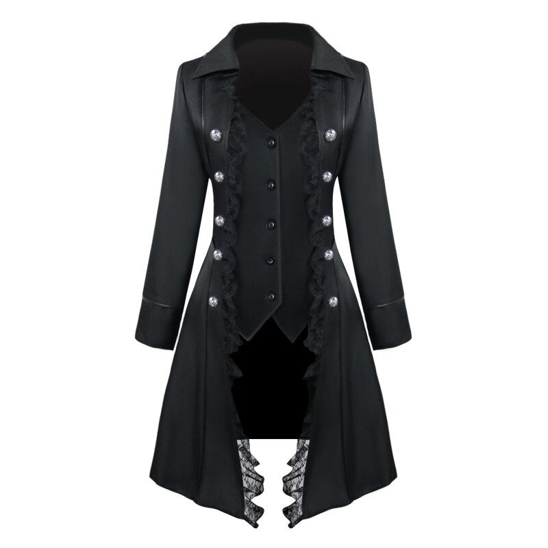 Women Renaissance Gothic Steampunk Coat Halloween Costumes Medieval Pirate Vampire Victorian Warlock Jacket Frock Coat