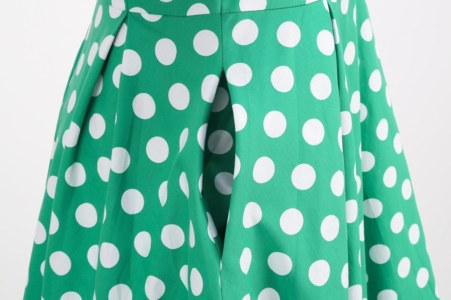 Women Vintage Green Polka Dots Dress With Pockets Rockabilly Cocktail Party 1950s 40s Swing Dress Casual Dress Short Sleeves