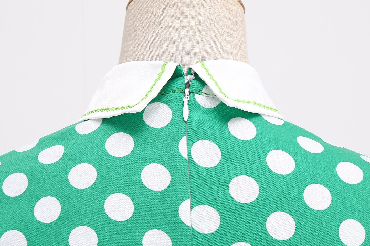 Women Vintage Green Polka Dots Dress With Pockets Rockabilly Cocktail Party 1950s 40s Swing Dress Casual Dress Short Sleeves