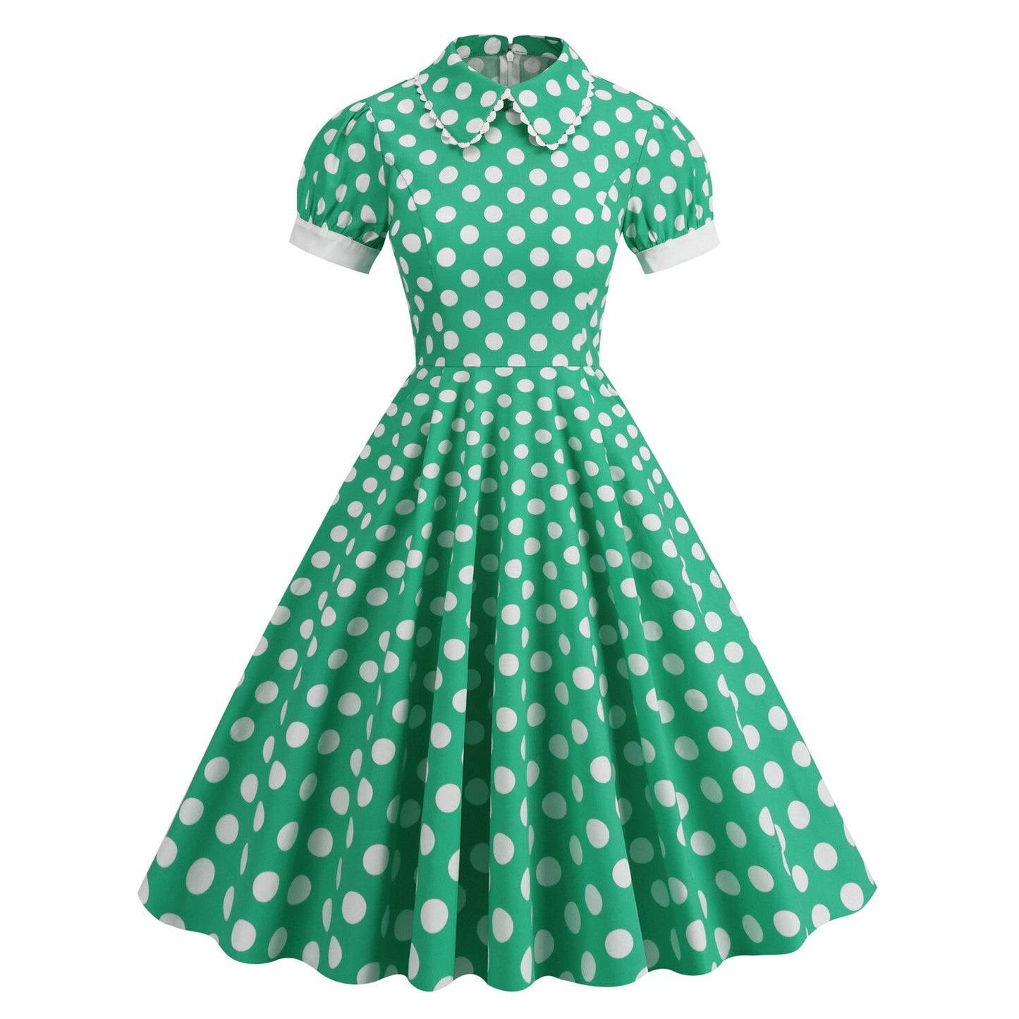 Women Vintage Pater Pan Collar Dress With Pockets Polka Dots Rockabilly Cocktail Party 1950s 40s Swing Dress Summer Dress