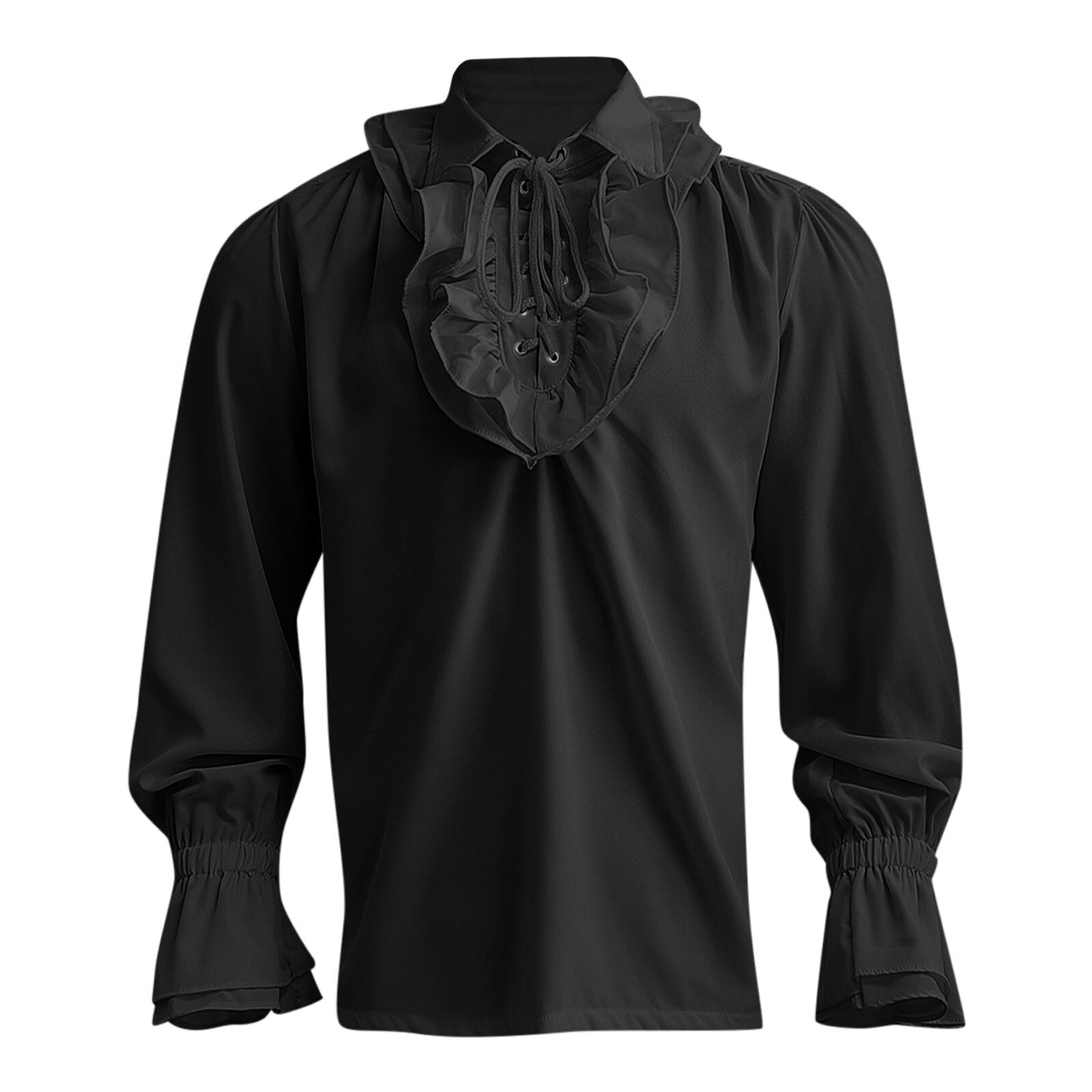 Men Medieval Renaissance Pirate Shirt Victorian Ruffles Steampunk Gothic Retro Lace-up Viking Halloween Costume Vintage Shirt