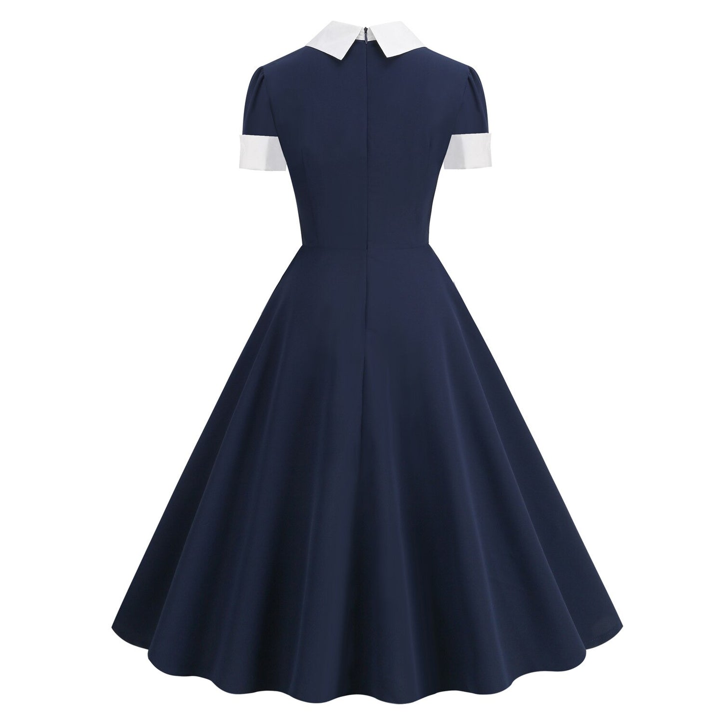 Women Vintage Bow Tie Dress Office lady Retro Rockabilly Elegant Cocktail Party 1950s 40s Swing Dress Summer Dress Short Sleeves