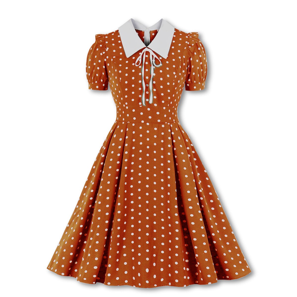 Women Vintage Polka Dot Dress Retro Rockabilly 2022 Cocktail Party 1950s 40s Swing Dress Summer Dress Short Sleeves