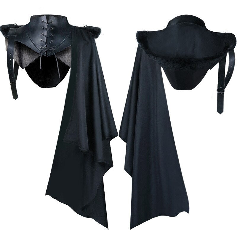 Men Gothic Steampunk Shawl Victorian Medieval Viking Cloak Costume Halloween Vintage Renaissance Shawl