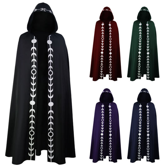 Men Tunic Hooded Robe Cloak Knight Cosplay Costume Wizard Vampire Robe Cloak Cape Monk Fancy Halloween