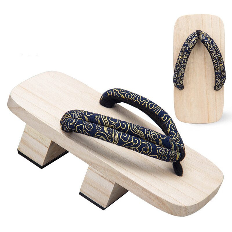 Men Japanese Geta Clogs Traditional Samurai Dragon Print Yukata Wooden Flip Flops Two-Teeth Toe Shoes Oriental Sandals Slippers