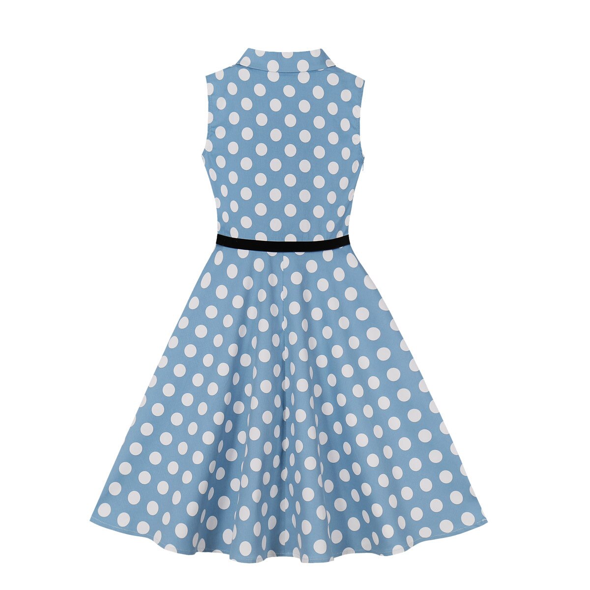 Kids Girls Vintage Dress With Belt V-Neck Polka Dots Rockabilly Cocktail Party 1950s 40s Swing Dress Summer Dress