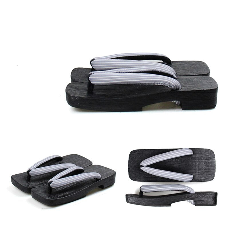 Meetlife Men Japanese Geta Clogs Traditional Samurai Yukata Wooden Flip Flops Toe Shoes Flat Heel Oriental Sandals Slippers