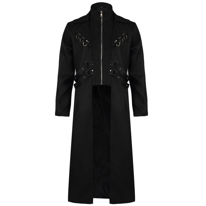 Men Gothic Steampunk Trench Coat Victorian Medieval Renaissance Viking Coat Halloween Vintage Costume Zipper1