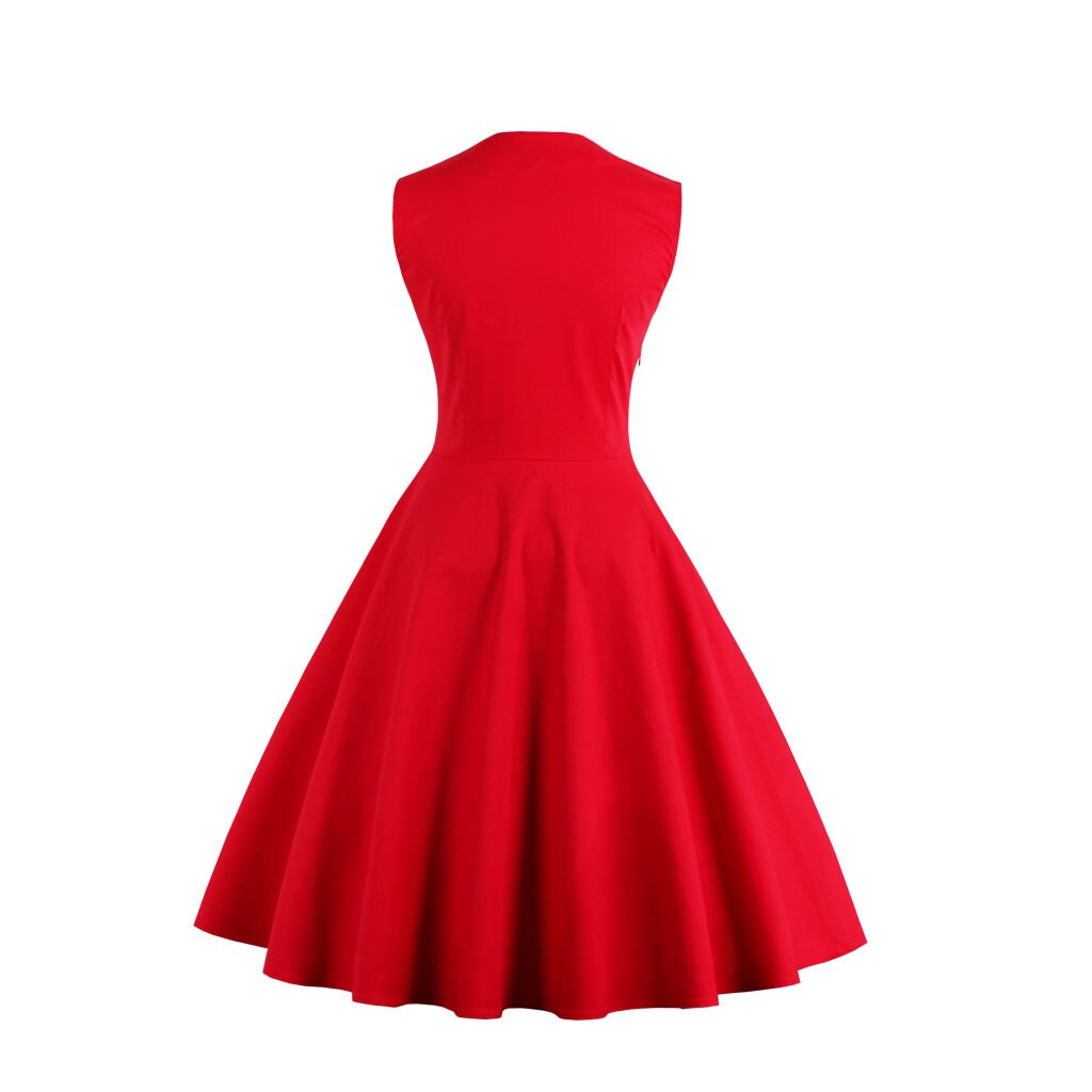 Women Vintage Dress Retro Rockabilly Cocktail Party Polka Dot Dress Pleated 1950s 40s Swing Dress Summer Dress Sleeveless