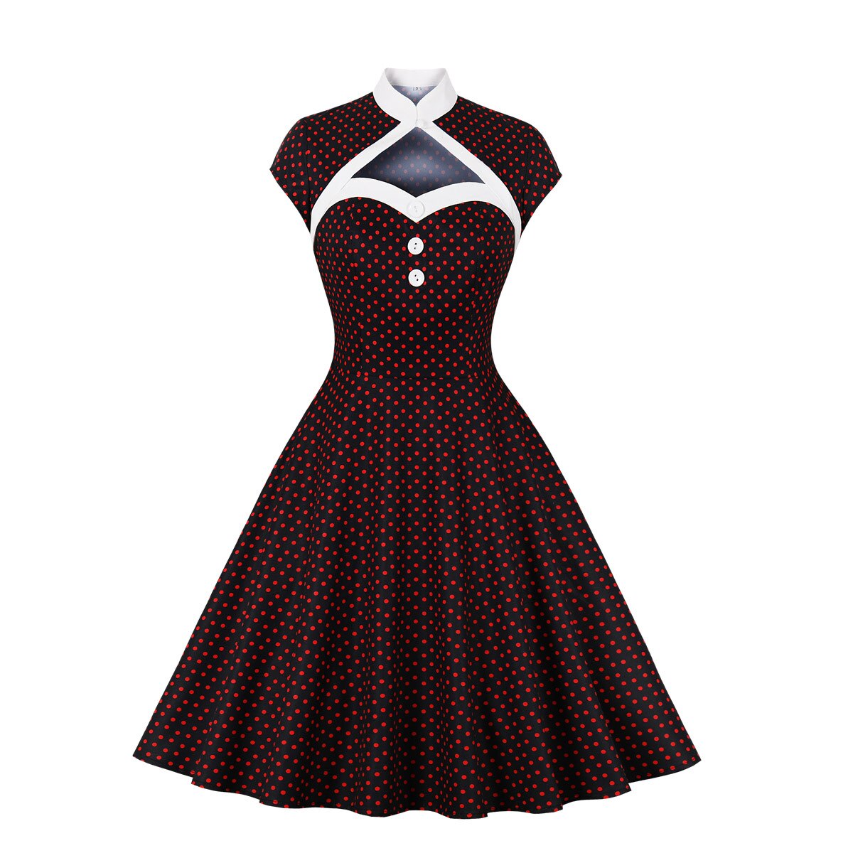 Women Vintage Polka Dot Dress Retro Rockabilly 2023 Elegant Cocktail Party 1950s 40s Swing Dress Summer Dress Short Sleeves