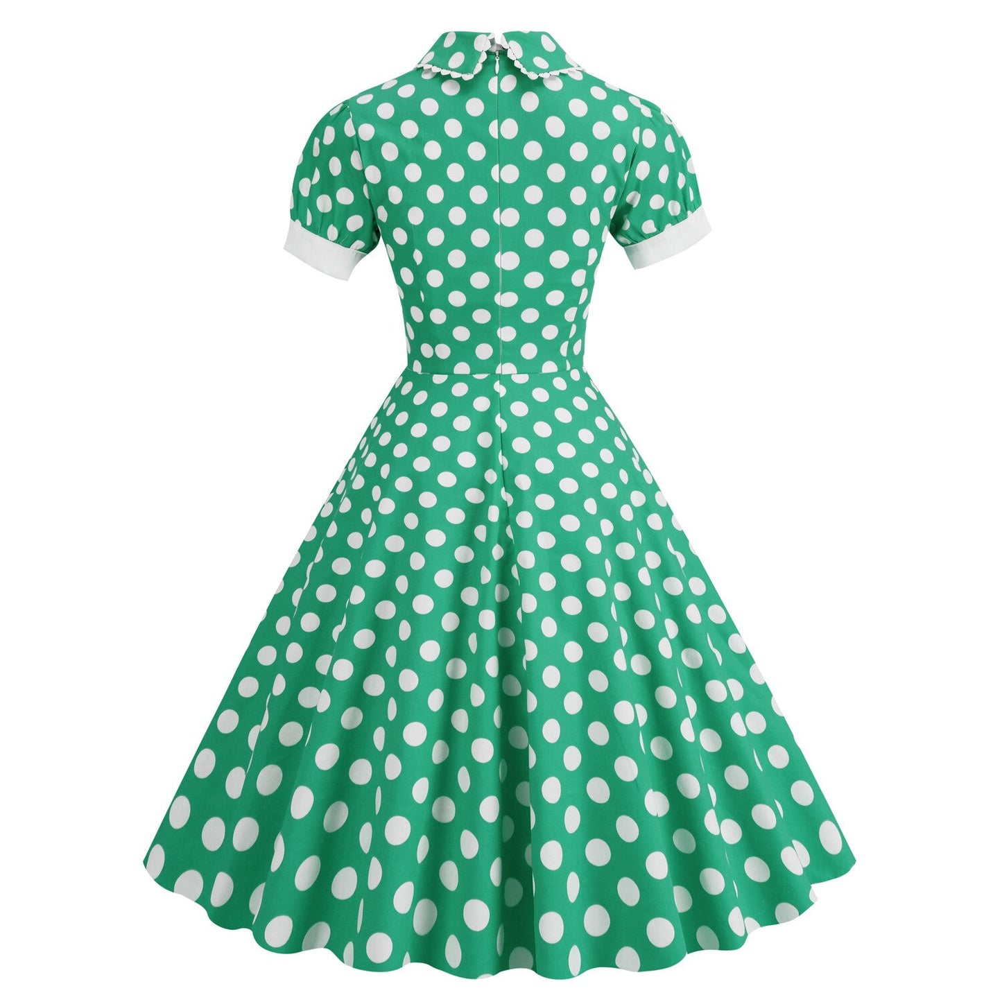 Women Vintage Pater Pan Collar Dress With Pockets Polka Dots Rockabilly Cocktail Party 1950s 40s Swing Dress Summer Dress