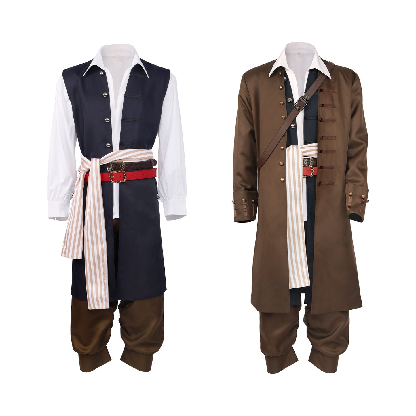 Men Pirate Costume Men Plundering Sea Captain Adult Set for Halloween Dress Up Party