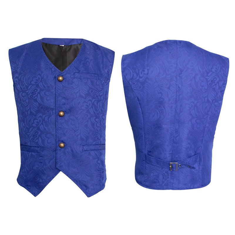 Men Gothic Steampunk Vest Jacquard Brocade Waistcoat Medieval Ranassance Tops Sleeveless Victorian Vintage Costume