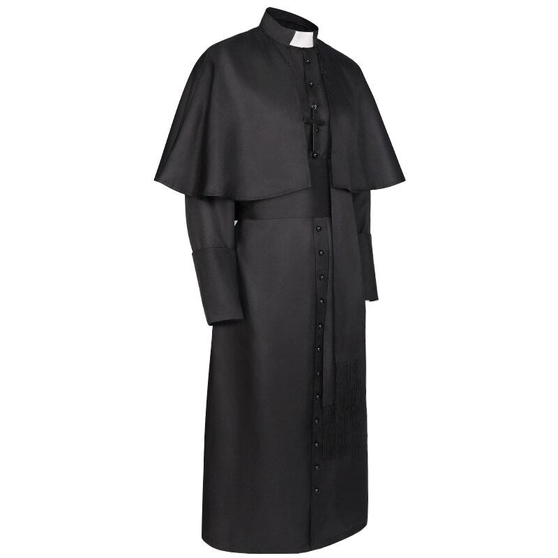 Men Medieval Monk Robe Priest Robe Halloween Cosplay Costume Cloak With Cross