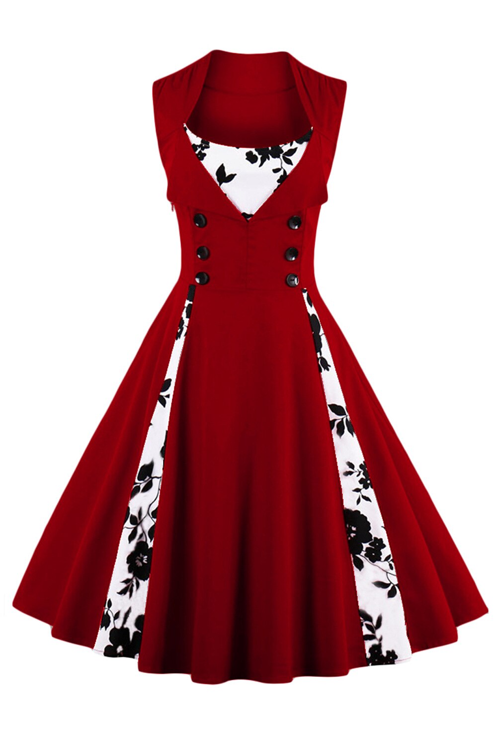 Women Vintage Flower Dress Retro Rockabilly 2023 Cocktail Party Elegant Dress 1950s 40s Swing Dress Summer Dress Sleeveless