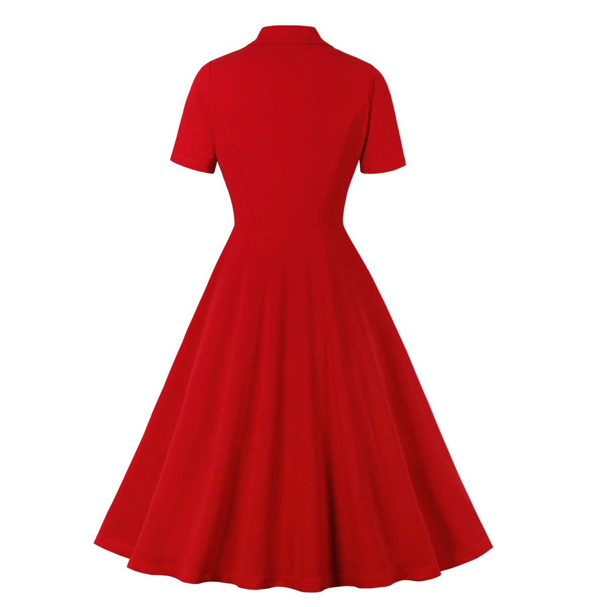 Women Vintage Red Dress Pleated Rockabilly Cocktail Party 1950s 40s Swing Dress 2023 Casual Dress Short Sleeves