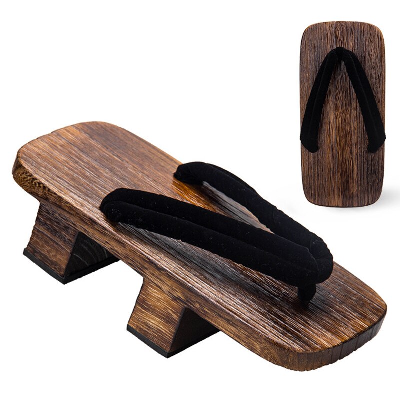 MeetLife Men Japanese Geta Clogs Traditional Samurai Solid Wooden Flip Flops Two-Teeth Toe Shoes Oriental Sandals Slippers