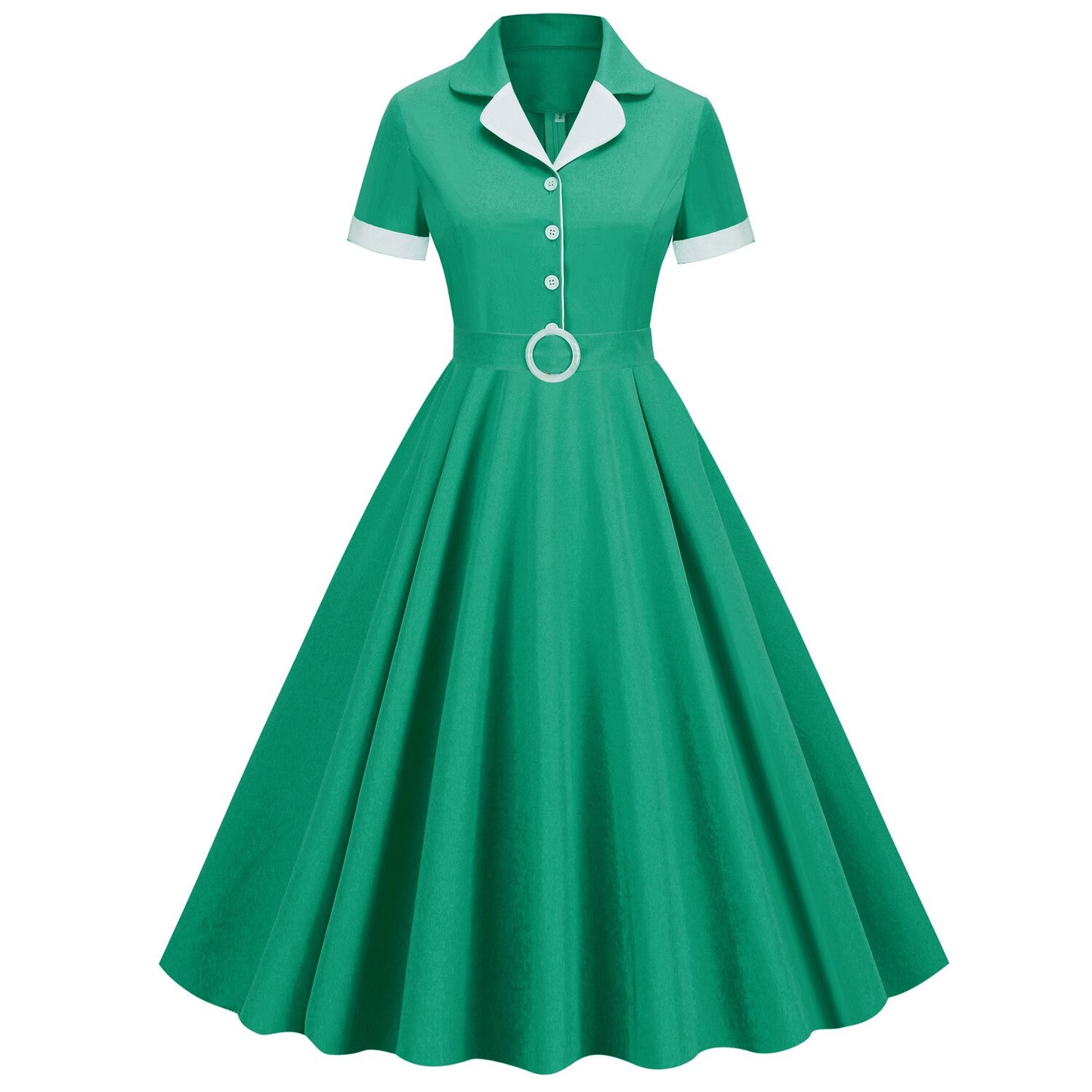 Women Vintage Dress Office lady Retro Rockabilly Elegant Cocktail Party 1950s 40s Swing Dress Summer Dress Short Sleeves