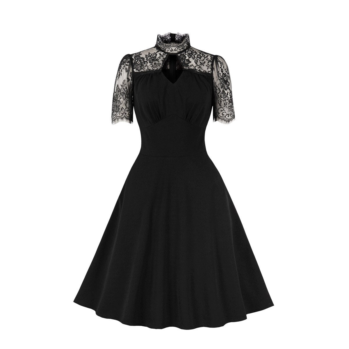 Women Vintage Dress With Pocket Lace Elegant Dress Rockabilly Cocktail Party 1950s 40s Swing Dress Spring Autumn Dress